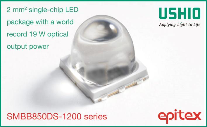 Ushio Achieves World Record for 850 nm Single-Chip Output Power with 19 W Narrow Angle IR LED Package